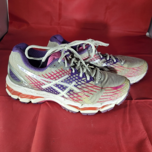 Asics Gel Nimbus Womens Running Shoes Size 9 Gray Pink Athletic Sneakers T557N - Picture 3 of 9